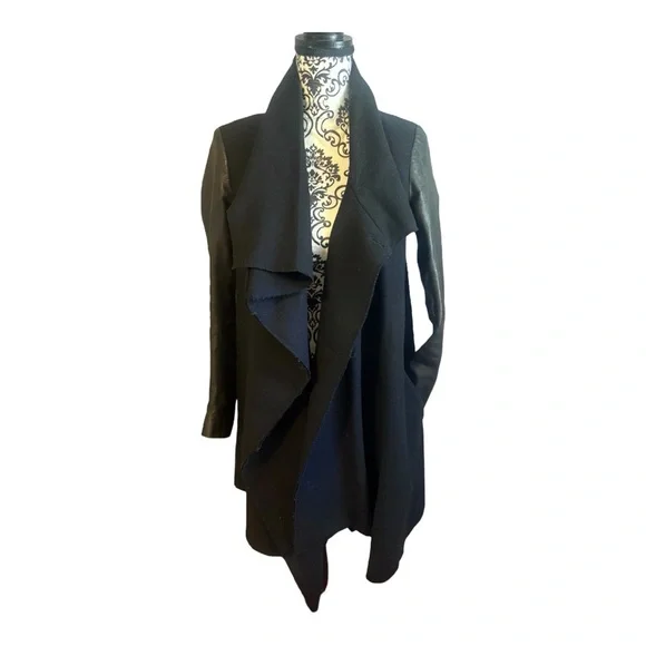 ALL SAINTS Hyde Monument Wool and Leather Blend Coat - Picture 1 of 15